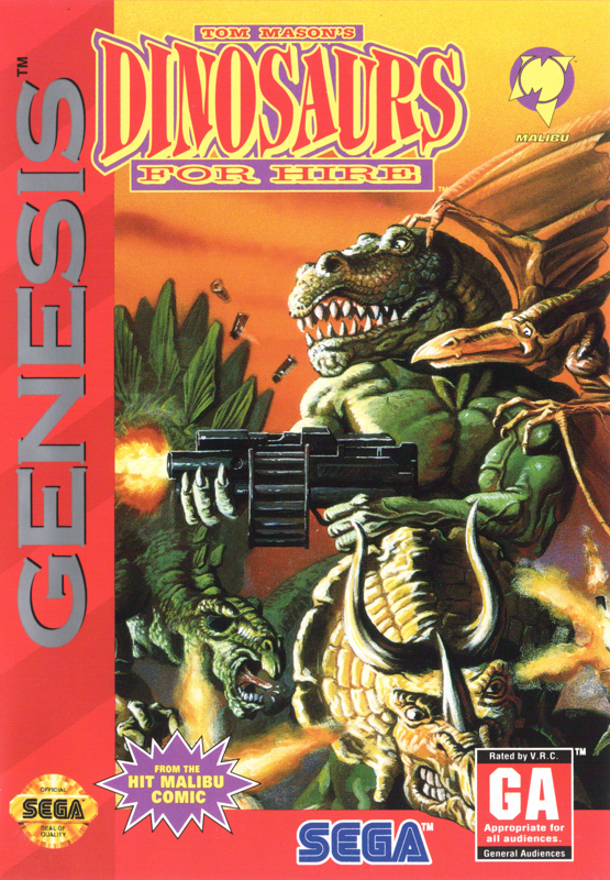 Dinosaurs for Hire box art for Sega Genesis